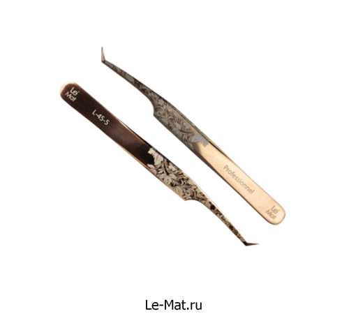 Пинцет профессиональный Le Maitre "Professionnel" Laser "Rose Gold Folk" L 45-5 Пинцет профессиональный Le Maitre "Professionnel" Laser "Rose Gold Folk" L 45-5
